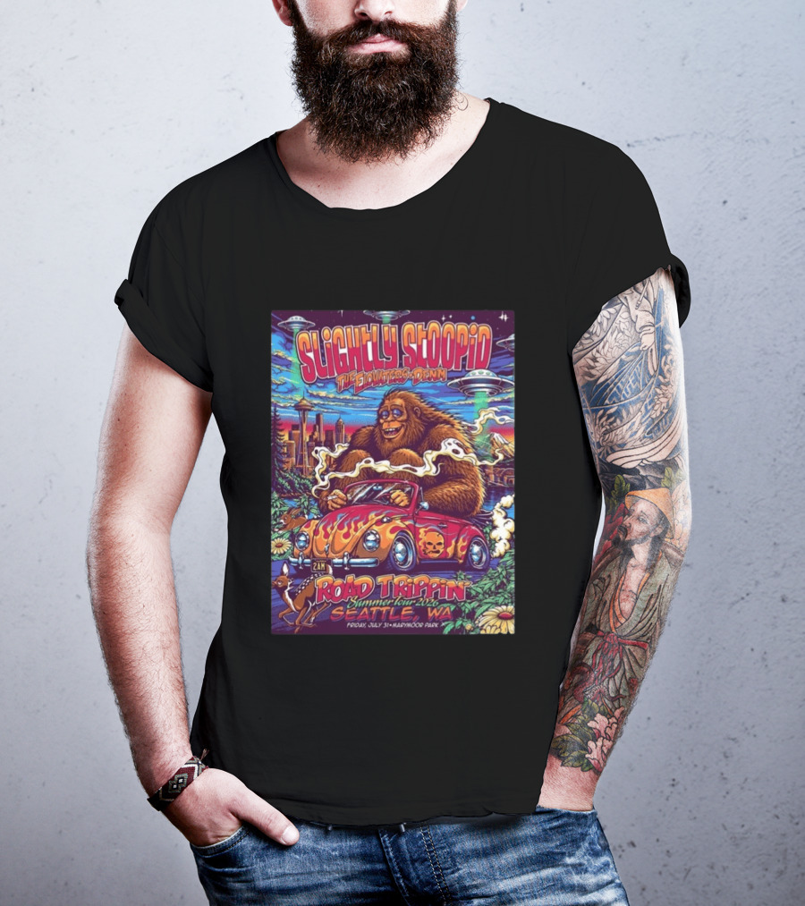Slightly Stoopid Road Trippin Summer Tour 2026 Seattle WA July 31 Marymoor Park T-Shirt