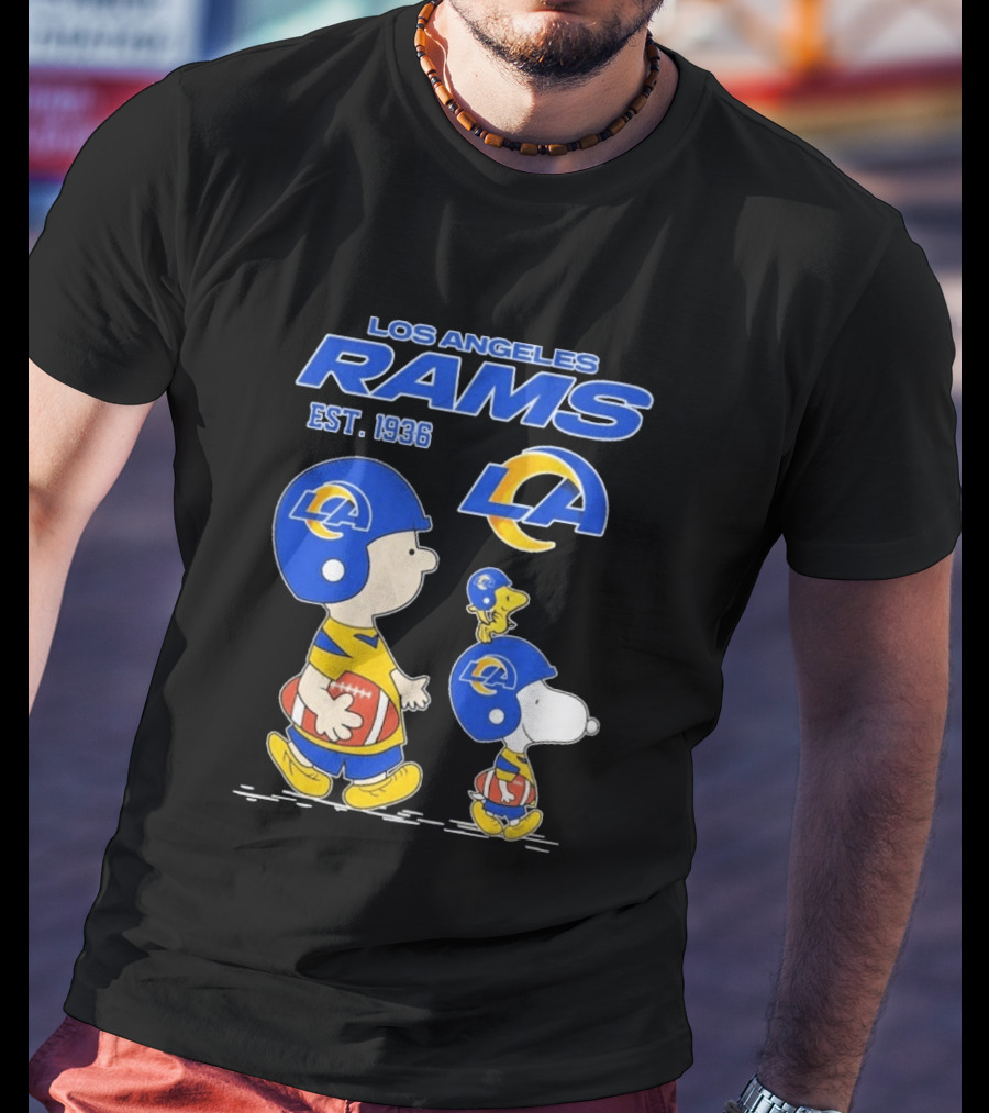 Snoopy Charlie Brown Los Angeles Rams 1936 Football Team LA T-Shirt