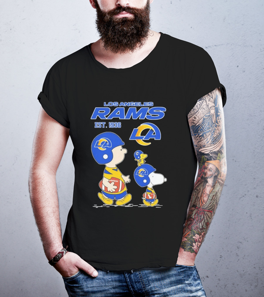 Snoopy Charlie Brown Los Angeles Rams 1936 Football Team LA T-Shirt