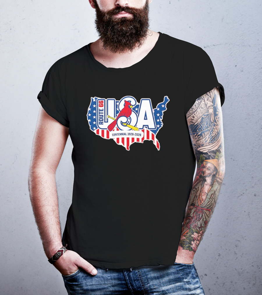 Route 66 USA Centennial 1926 2026 Springfield Cardinals T-Shirt