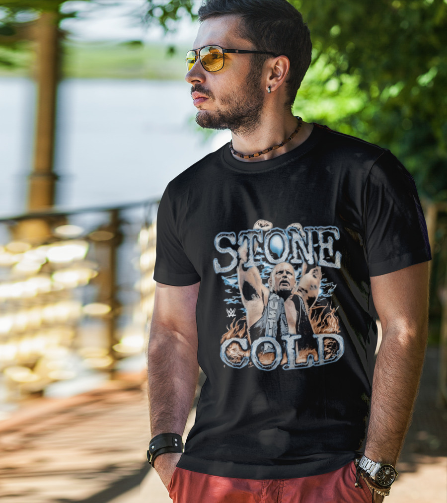 Stone Cold Steve Austin WWE Ice And Flames Iconic Wrestling T-Shirt