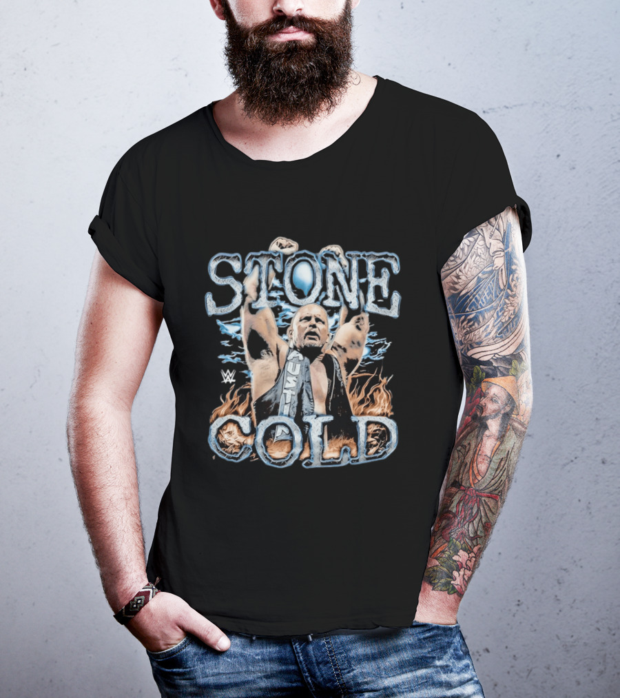 Stone Cold Steve Austin WWE Ice And Flames Iconic Wrestling T-Shirt