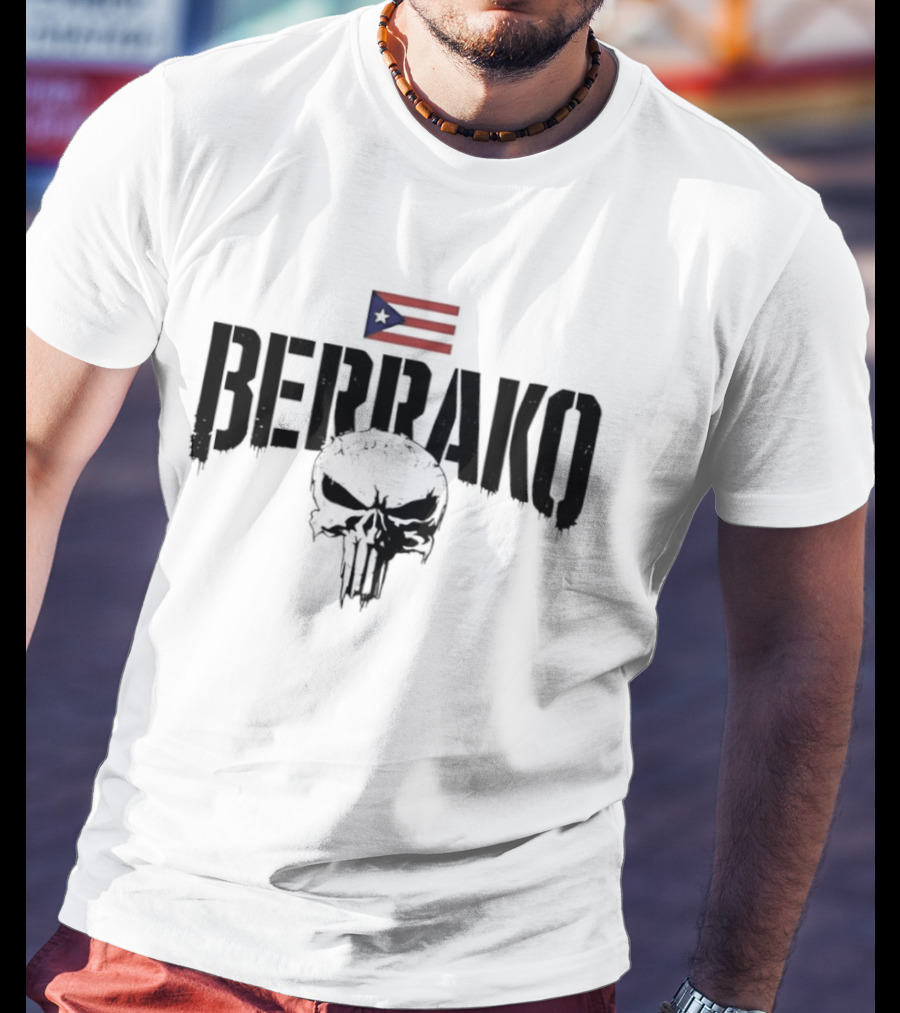 Berrako Skull Puerto Rican Flag T-Shirt