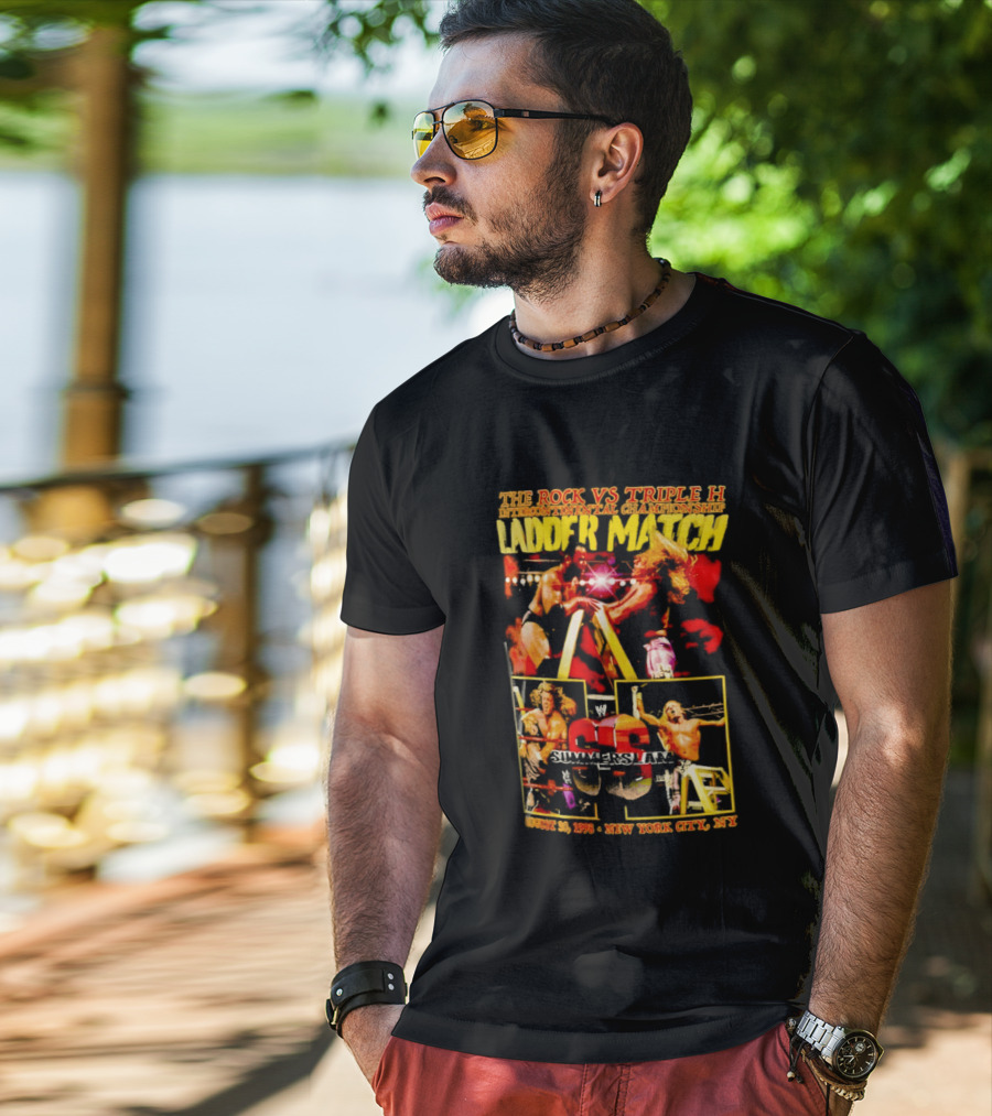 WWE SummerSlam 1998 The Rock Vs Triple H Ladder Match Intercontinental Championship New York City T-Shirt