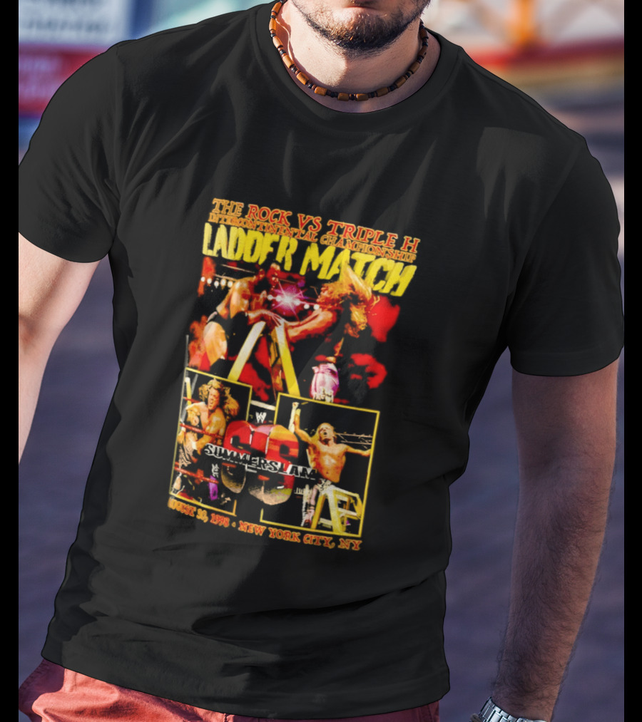 WWE SummerSlam 1998 The Rock Vs Triple H Ladder Match Intercontinental Championship New York City T-Shirt