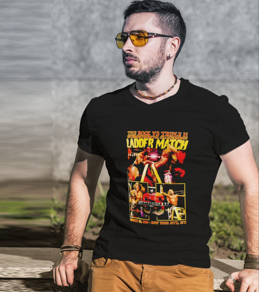 WWE SummerSlam 1998 The Rock Vs Triple H Ladder Match Intercontinental Championship New York City T-Shirt