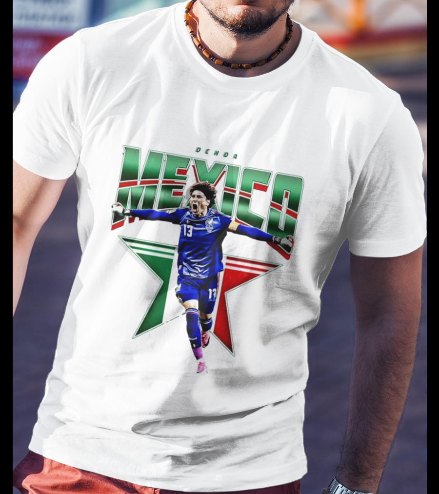 Ochoa Mexico 13 Goalkeeper Tri Color Starburst T-Shirt