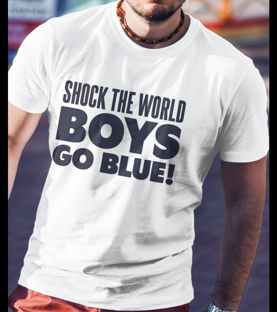 Shock The World Michigan Men's Basketball Boys Go Blue T-Shirt