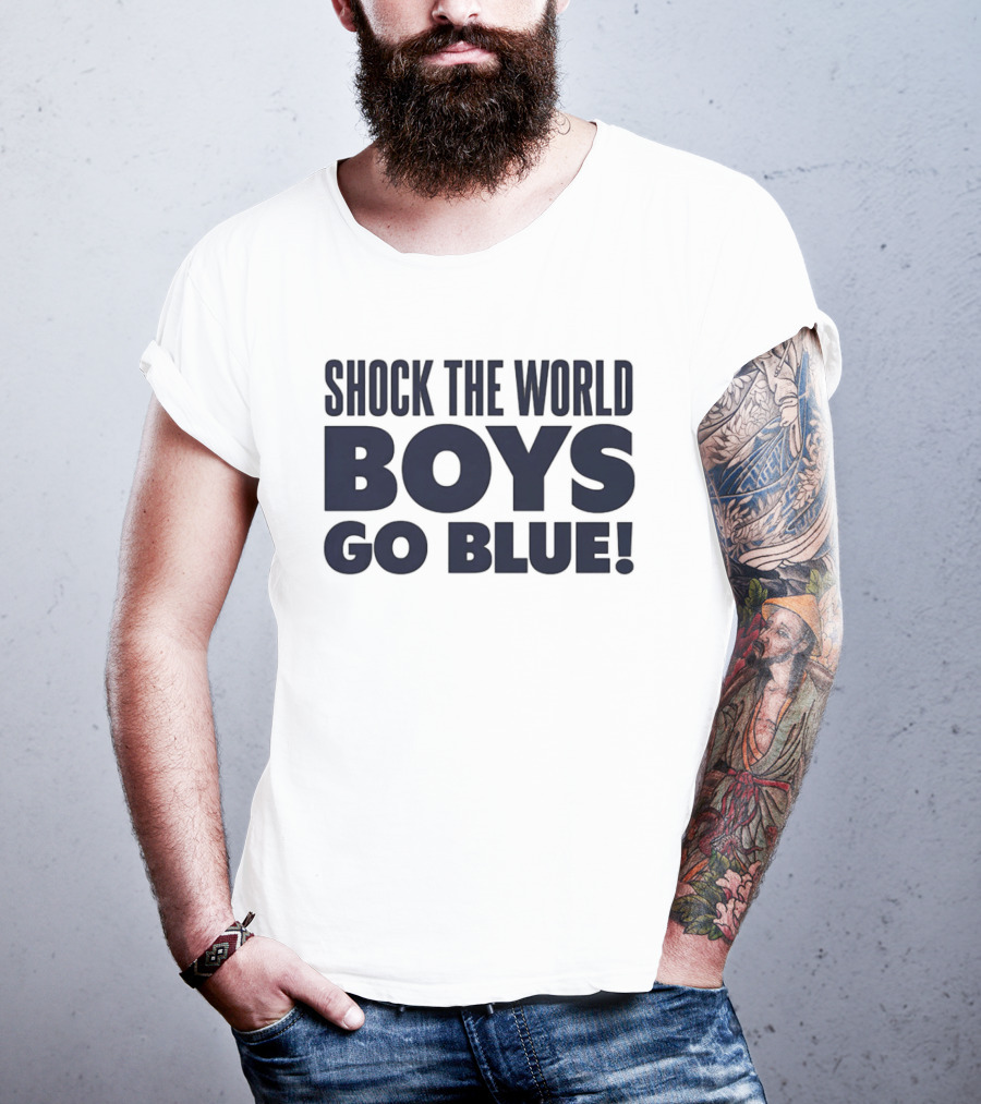 Shock The World Michigan Men's Basketball Boys Go Blue T-Shirt