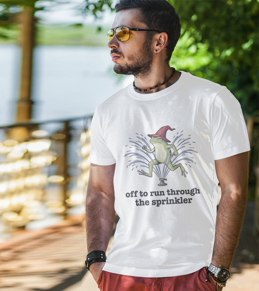 Off To Run Through The Sprinkler Wizard Frog T-Shirt