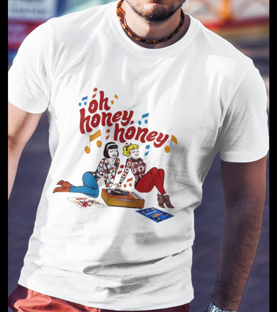 Oh Honey Honey Cartoon Style Retro Fashion Girl Music T-Shirt