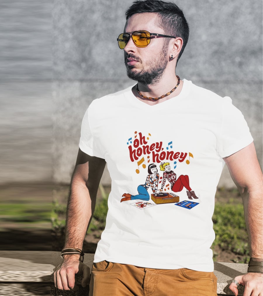 Oh Honey Honey Cartoon Style Retro Fashion Girl Music T-Shirt
