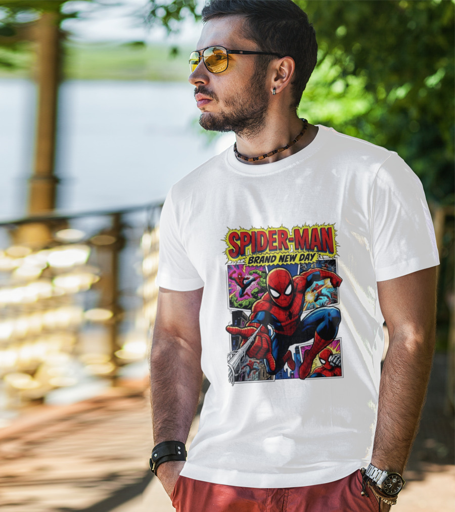 Spider Man Brand New Day Collage Marvel Comic Adventure T-Shirt