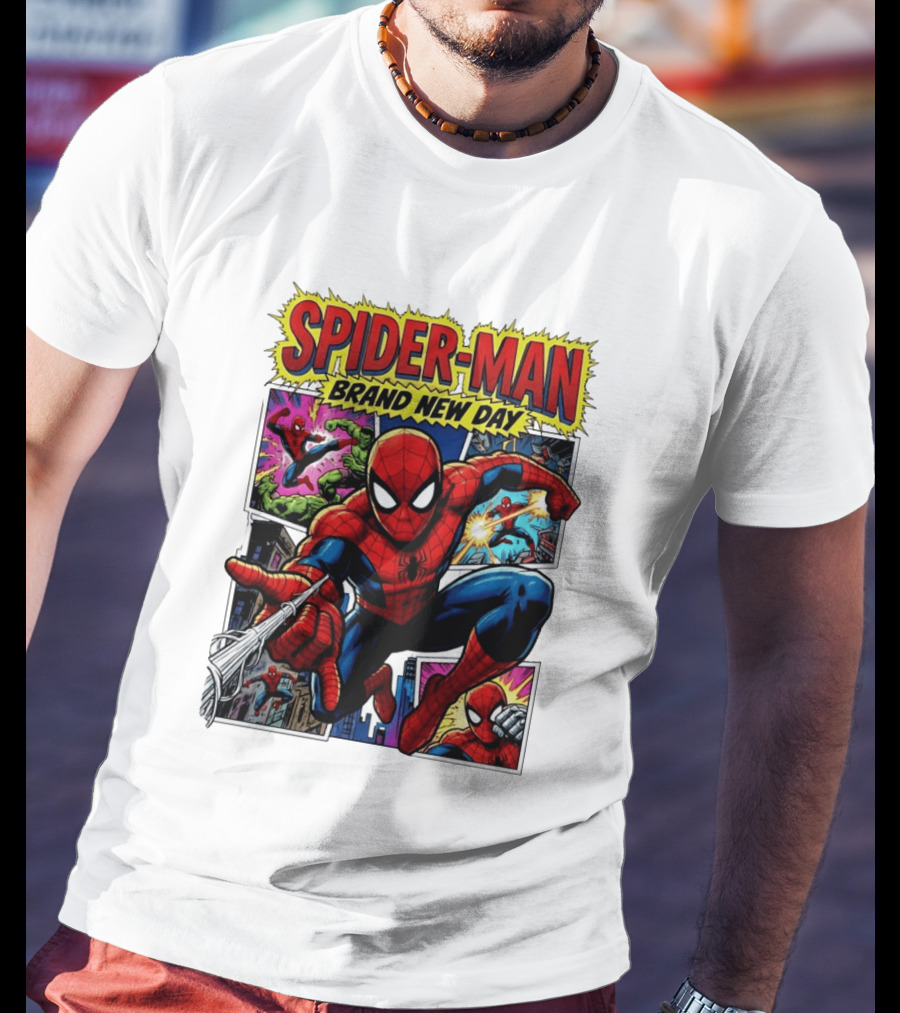 Spider Man Brand New Day Collage Marvel Comic Adventure T-Shirt