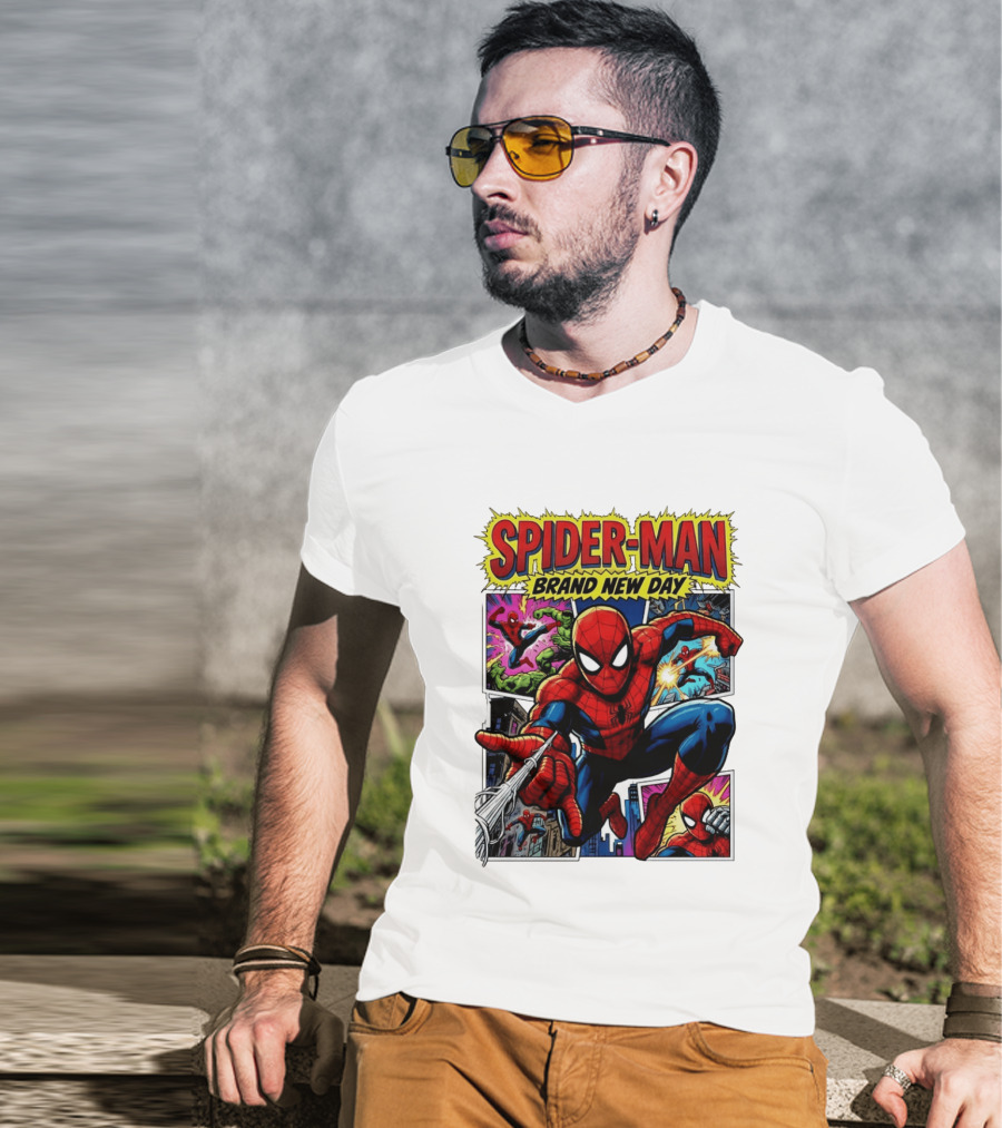 Spider Man Brand New Day Collage Marvel Comic Adventure T-Shirt