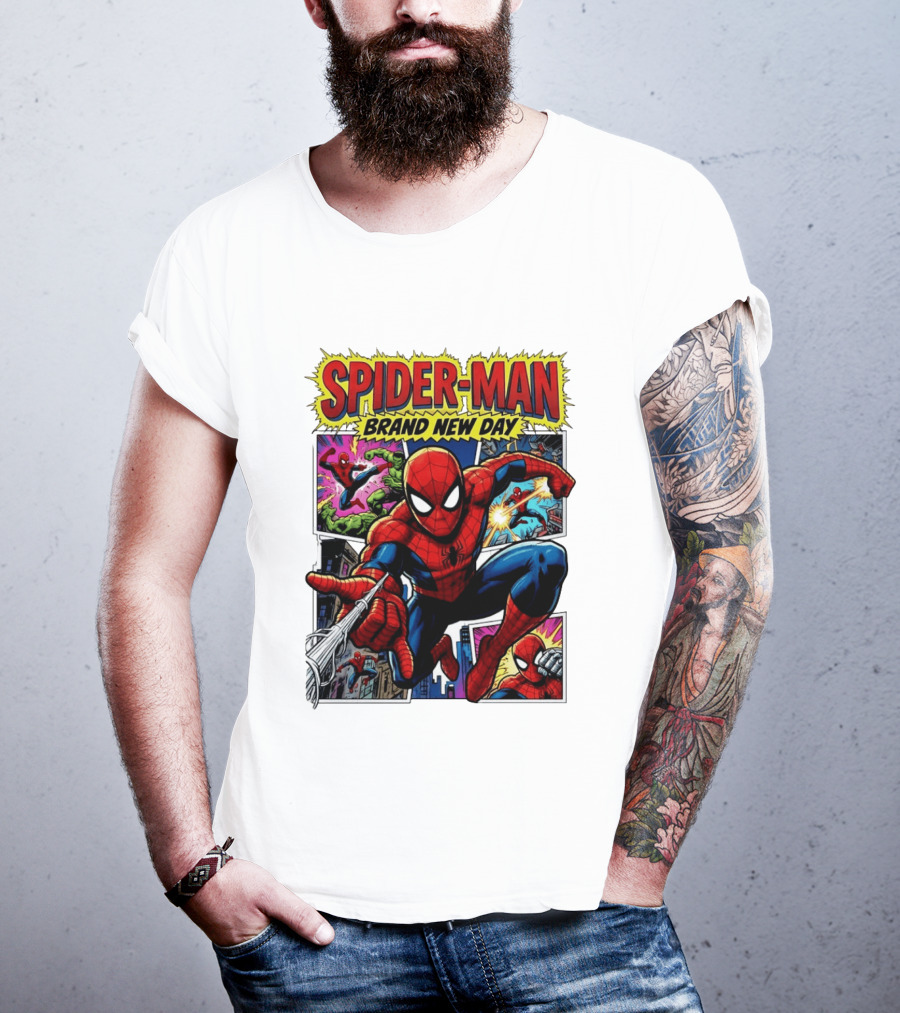 Spider Man Brand New Day Collage Marvel Comic Adventure T-Shirt
