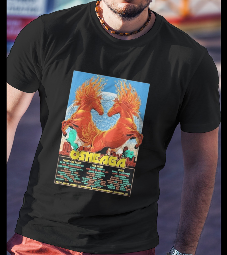 19th Annual Osheaga Music And Arts Festival July 31 To August 2 2026 Headliners Twenty One Pilots Tate McRae Lorde Parc Jean Drapeau Montreal Canada T-Shirt