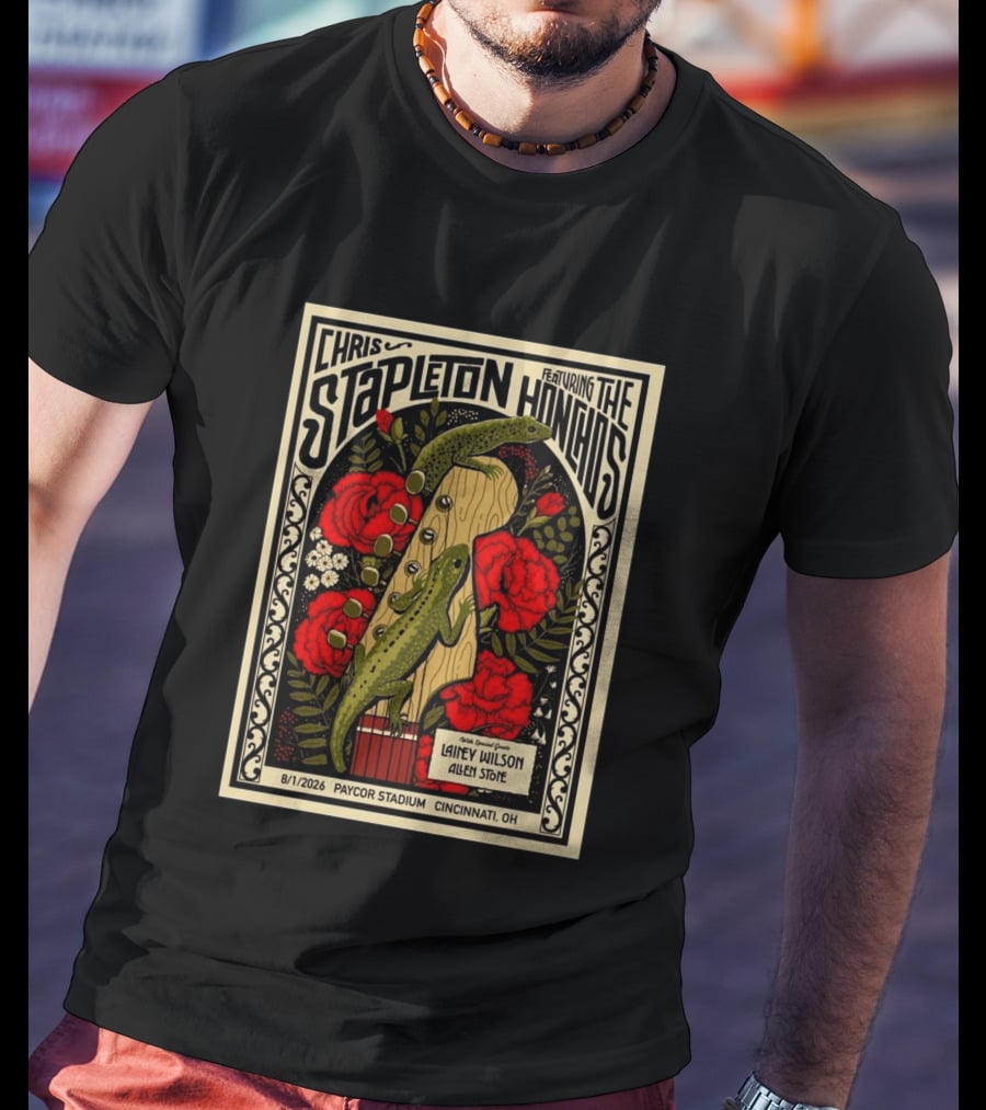 Chris Stapleton Featuring The Honchos Lainey Wilson Allen Stone Cincinnati 2026 Paycor Stadium August 1 T-Shirt