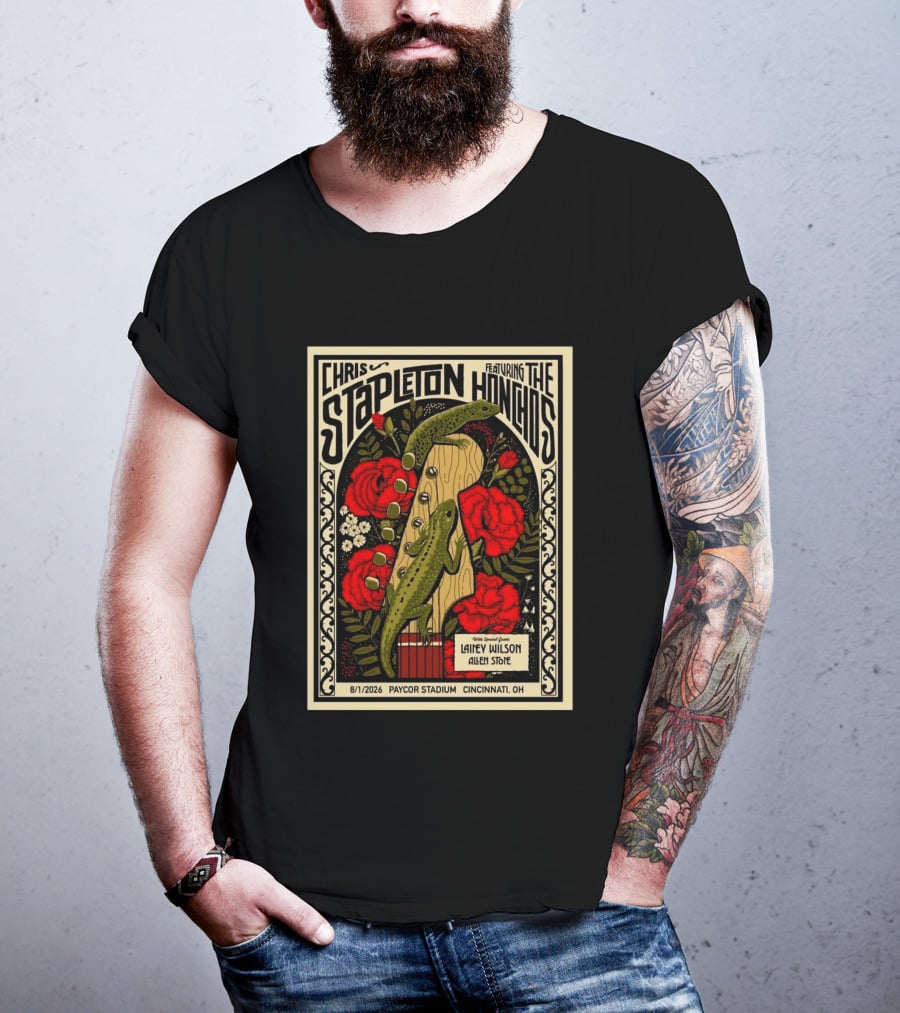 Chris Stapleton Featuring The Honchos Lainey Wilson Allen Stone Cincinnati 2026 Paycor Stadium August 1 T-Shirt