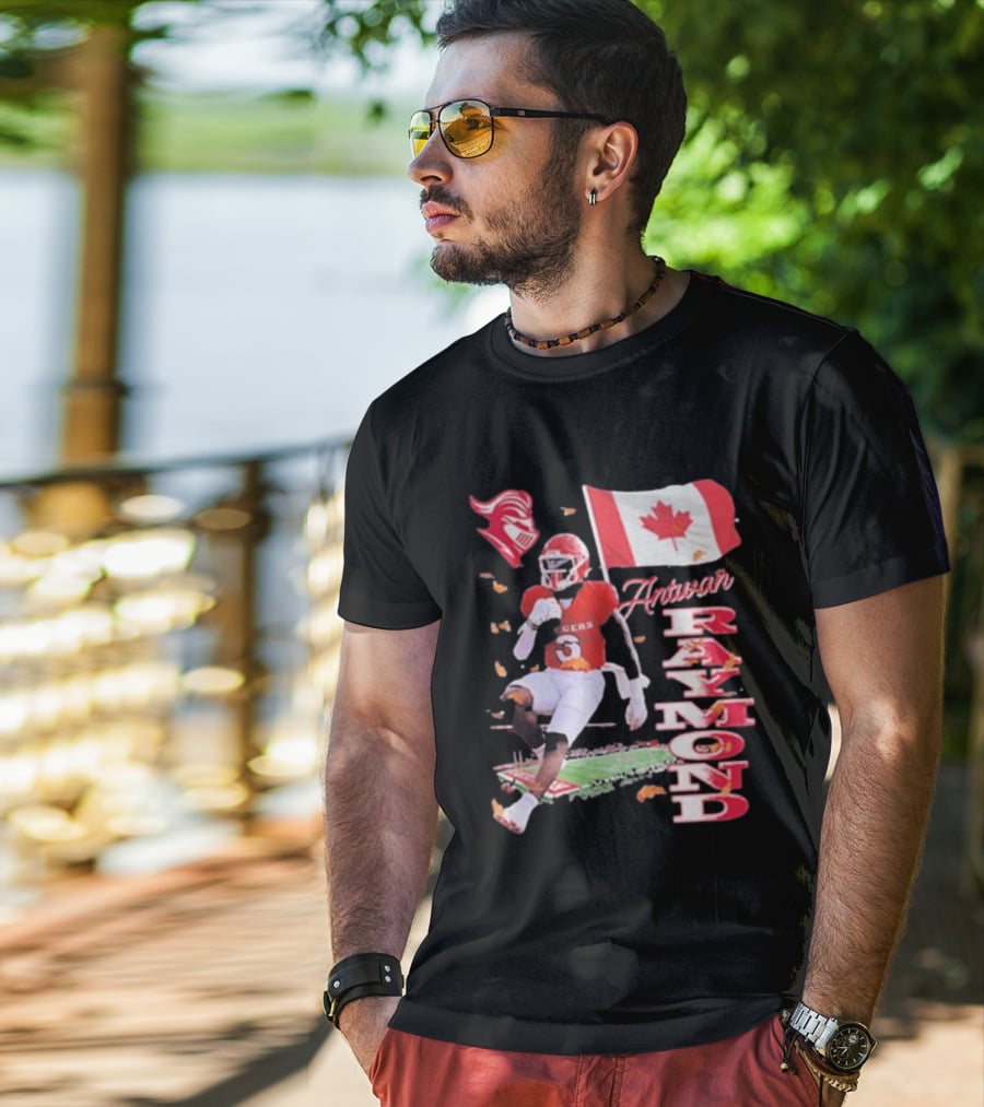 Antwan Raymond Rutgers Scarlet Knights Canadian Flag Football T-Shirt