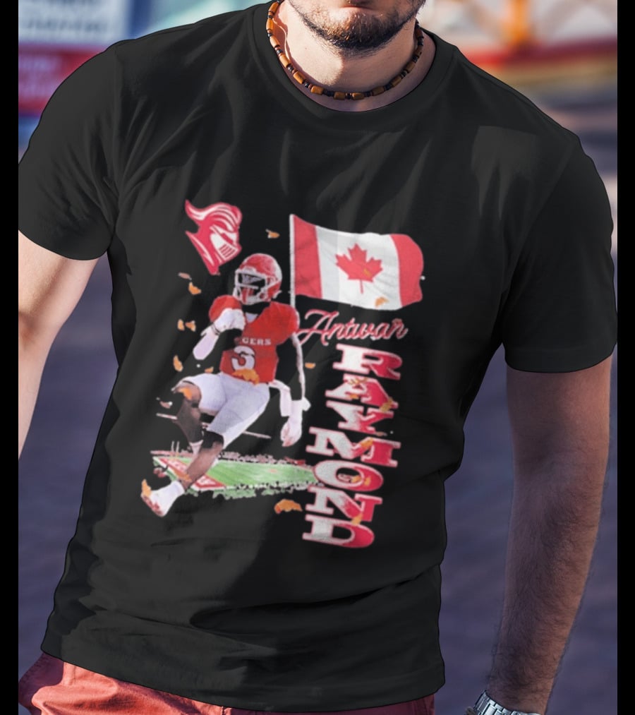 Antwan Raymond Rutgers Scarlet Knights Canadian Flag Football T-Shirt