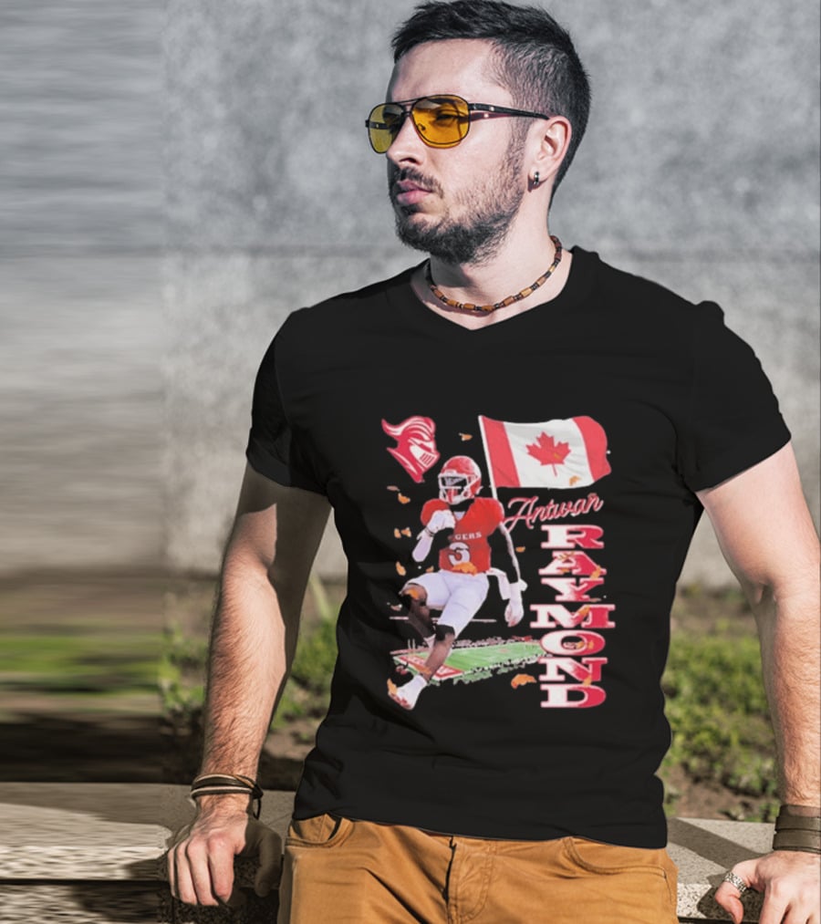 Antwan Raymond Rutgers Scarlet Knights Canadian Flag Football T-Shirt