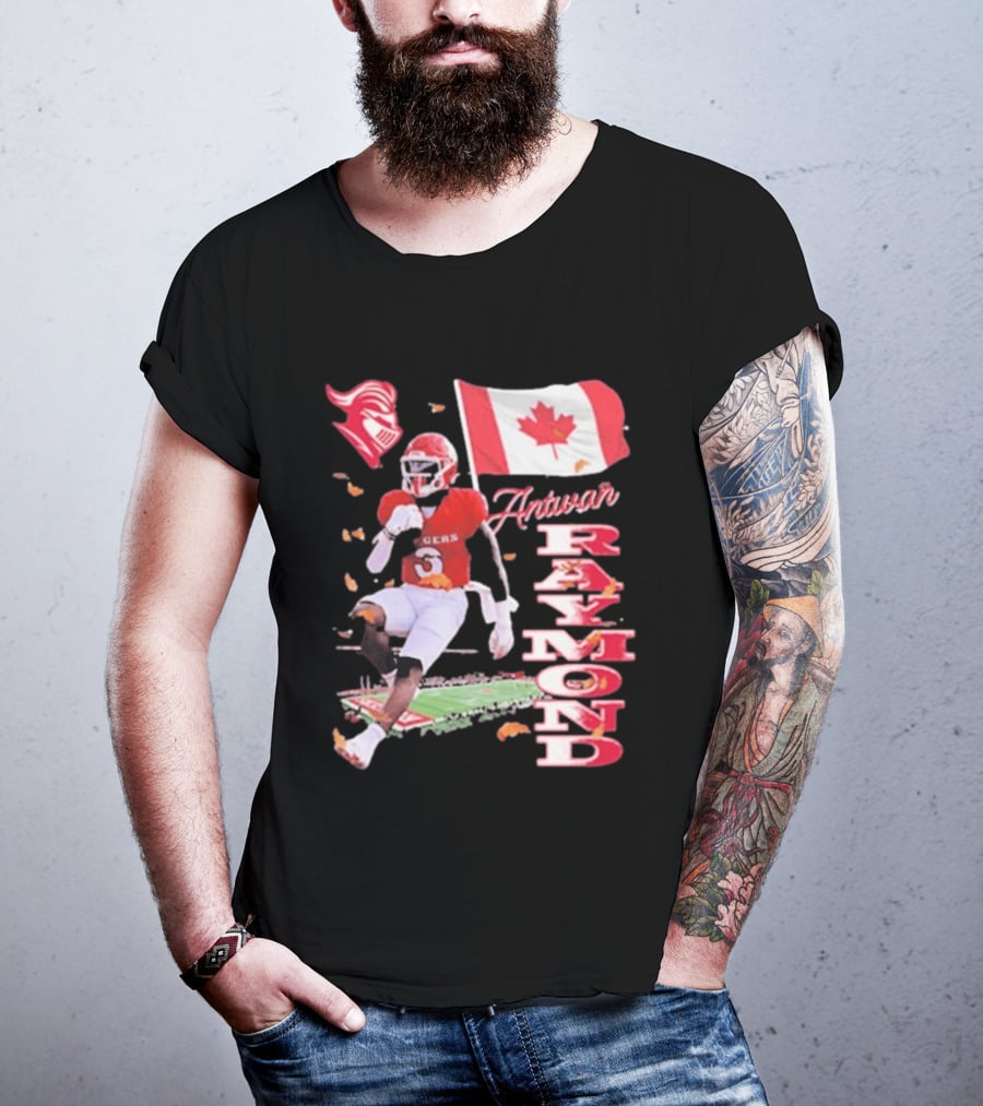 Antwan Raymond Rutgers Scarlet Knights Canadian Flag Football T-Shirt