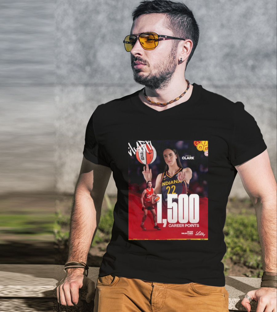Caitlin Clark Indiana Fever 1500 Career Points Milestone Celebration WNBA Fever Milestones T-Shirt