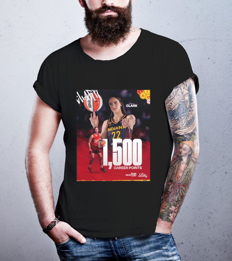 Caitlin Clark Indiana Fever 1500 Career Points Milestone Celebration WNBA Fever Milestones T-Shirt