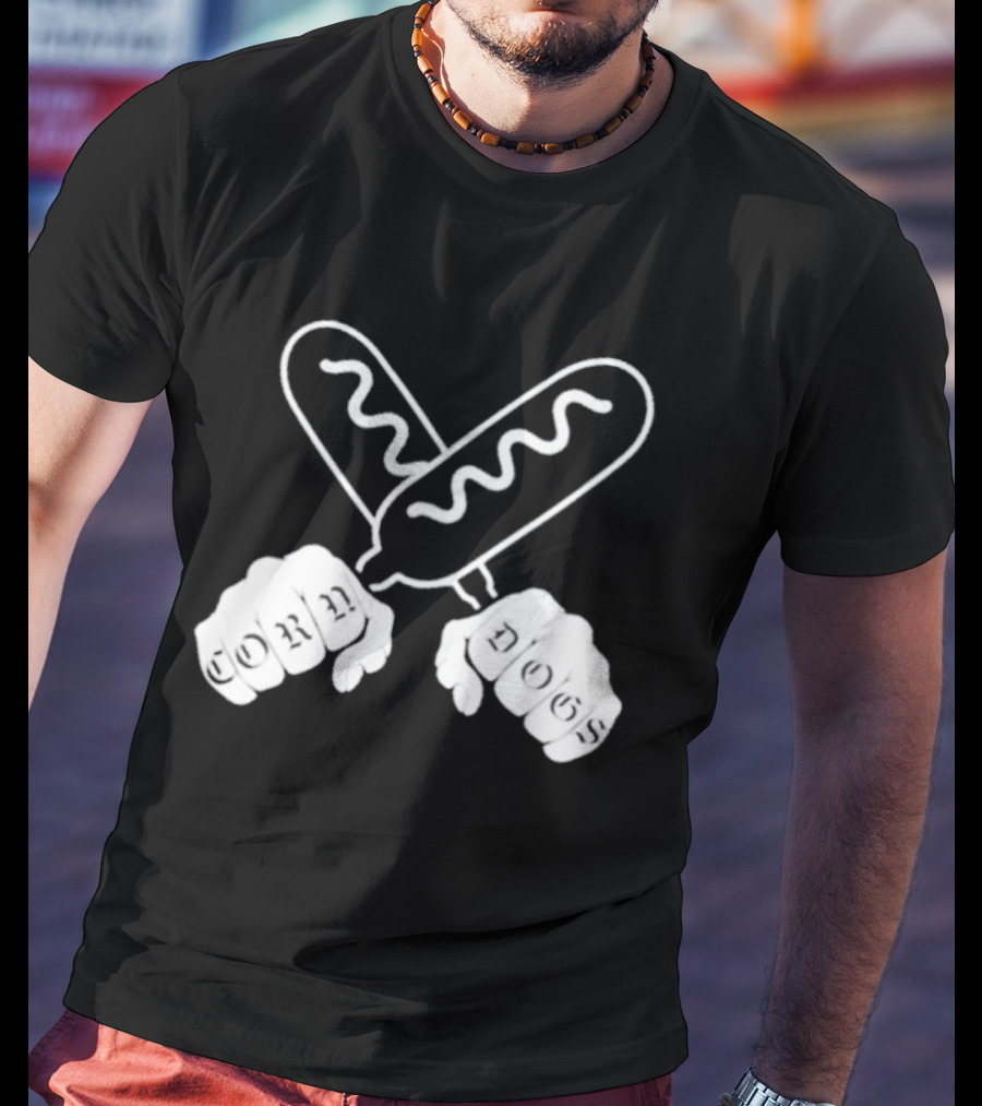 Corndog Knuckles Fun Novelty Design With Crossed Snacks And Fists T-Shirt