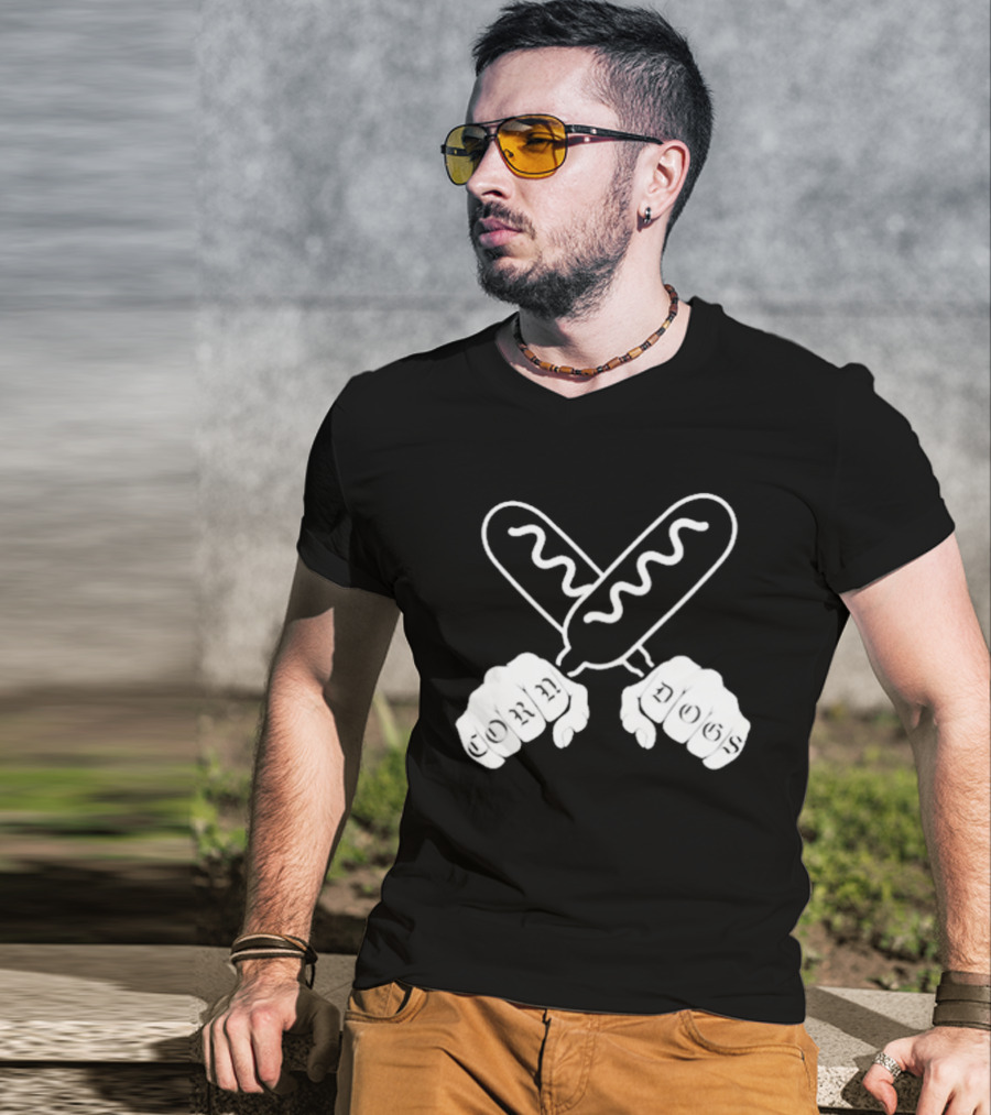 Corndog Knuckles Fun Novelty Design With Crossed Snacks And Fists T-Shirt