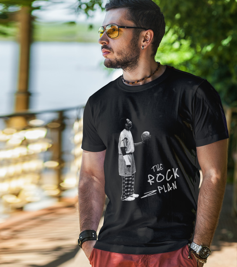 The Rock Plan Street Basketball Vintage Style Player Holding Ball T-Shirt