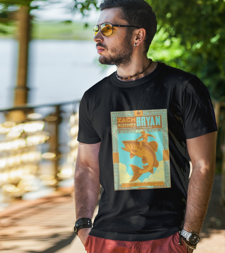 Zach Bryan July 31 August 1 Snapdragon Stadium San Diego Featuring Ryan Bingham The Texas Gentlemen Key Eli 2026 T-Shirt