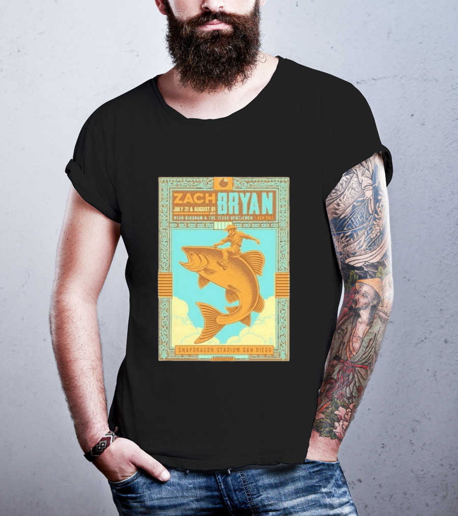 Zach Bryan July 31 August 1 Snapdragon Stadium San Diego Featuring Ryan Bingham The Texas Gentlemen Key Eli 2026 T-Shirt