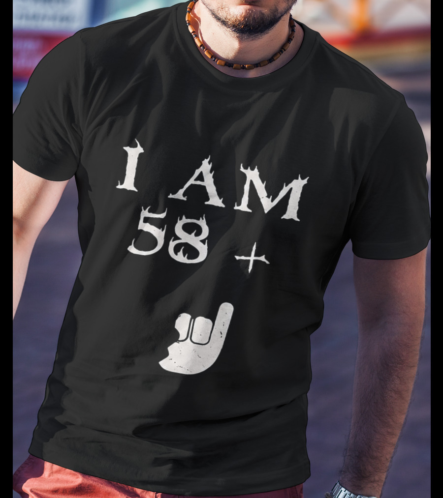 I Am 58 Plus Rock Hand Gesture T-Shirt