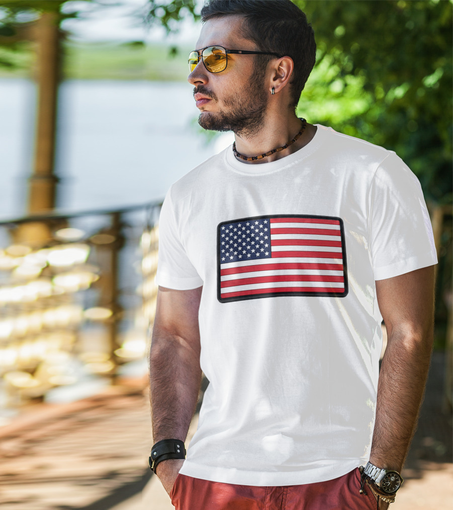 Dan Cevette American Flag Hat United States Stars And Stripes T-Shirt