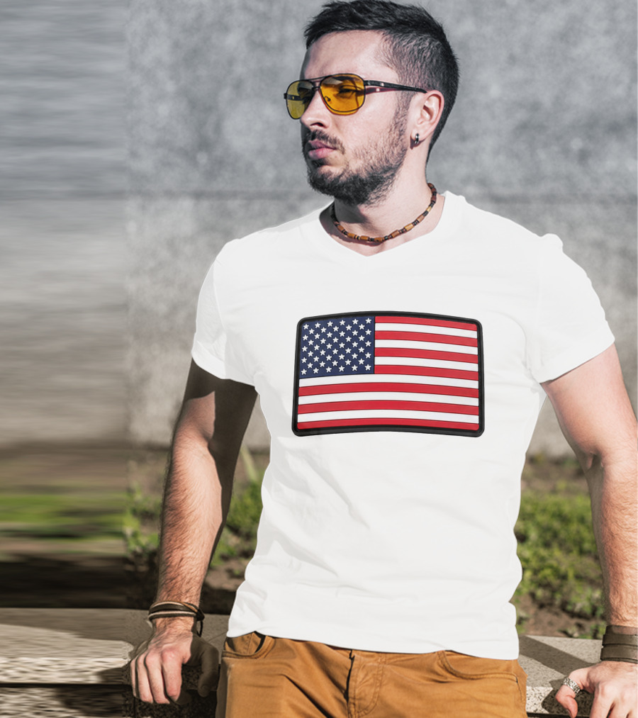 Dan Cevette American Flag Hat United States Stars And Stripes T-Shirt