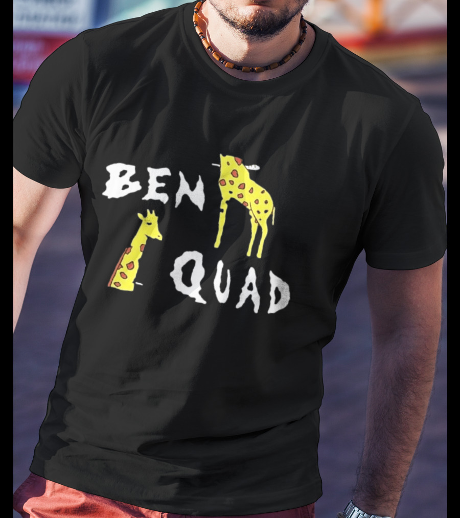 Ben Quad Giraffe Illustration Fun Cartoon T-Shirt