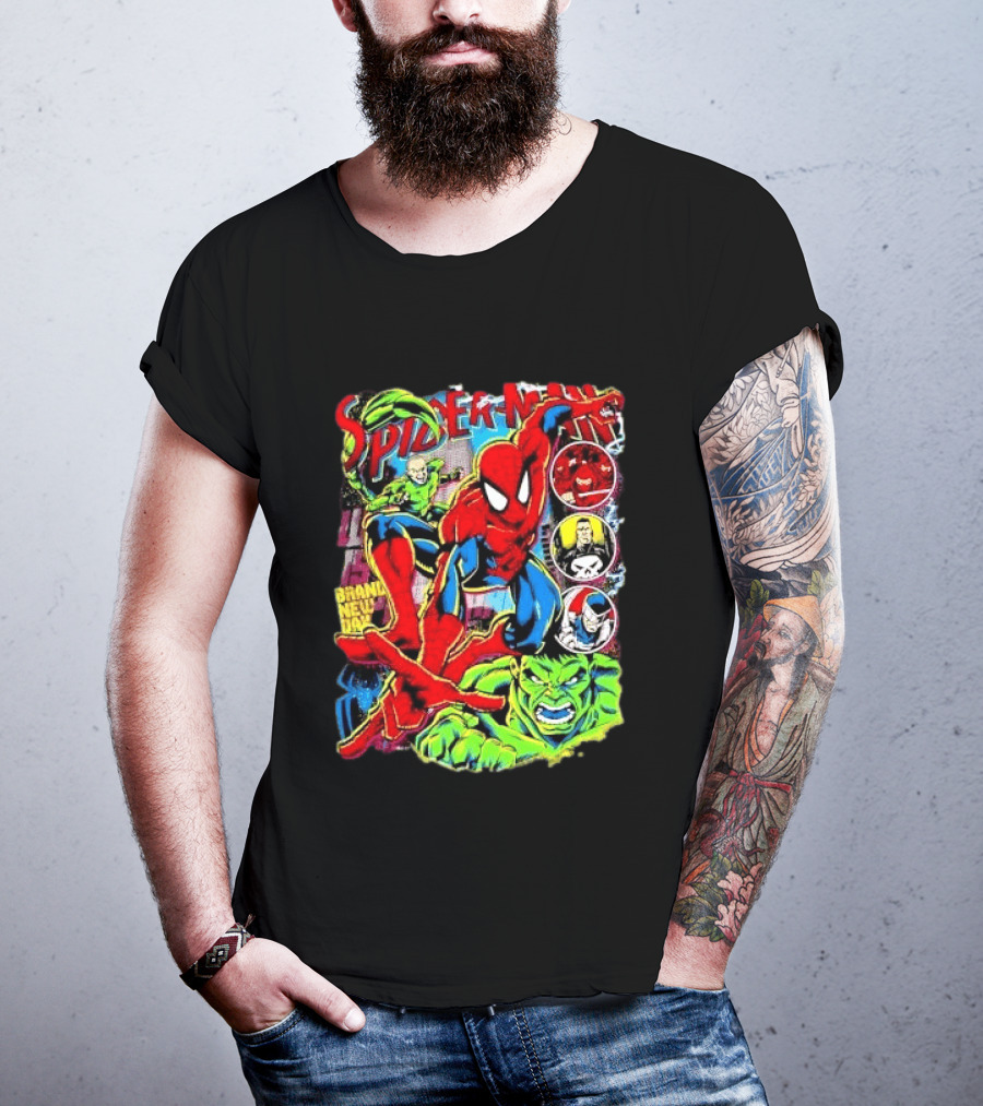 Spider Man Marvel Hulk Punisher Scorpion Ninja Brand New Day T-Shirt