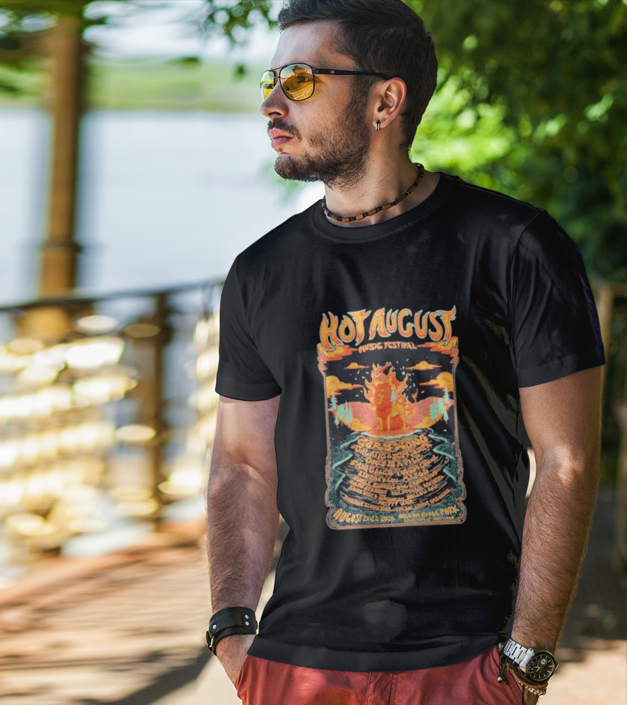 Hot August Music Festival 2026 Oregon Ridge Park Featuring Grace Stone Galactic Hartska Dogs Brass Playground Elise Testone DJ Williams T-Shirt