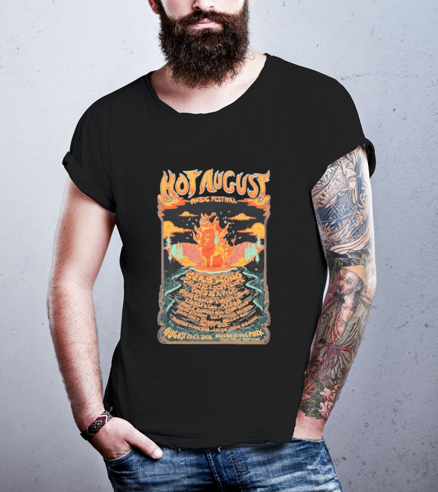 Hot August Music Festival 2026 Oregon Ridge Park Featuring Grace Stone Galactic Hartska Dogs Brass Playground Elise Testone DJ Williams T-Shirt