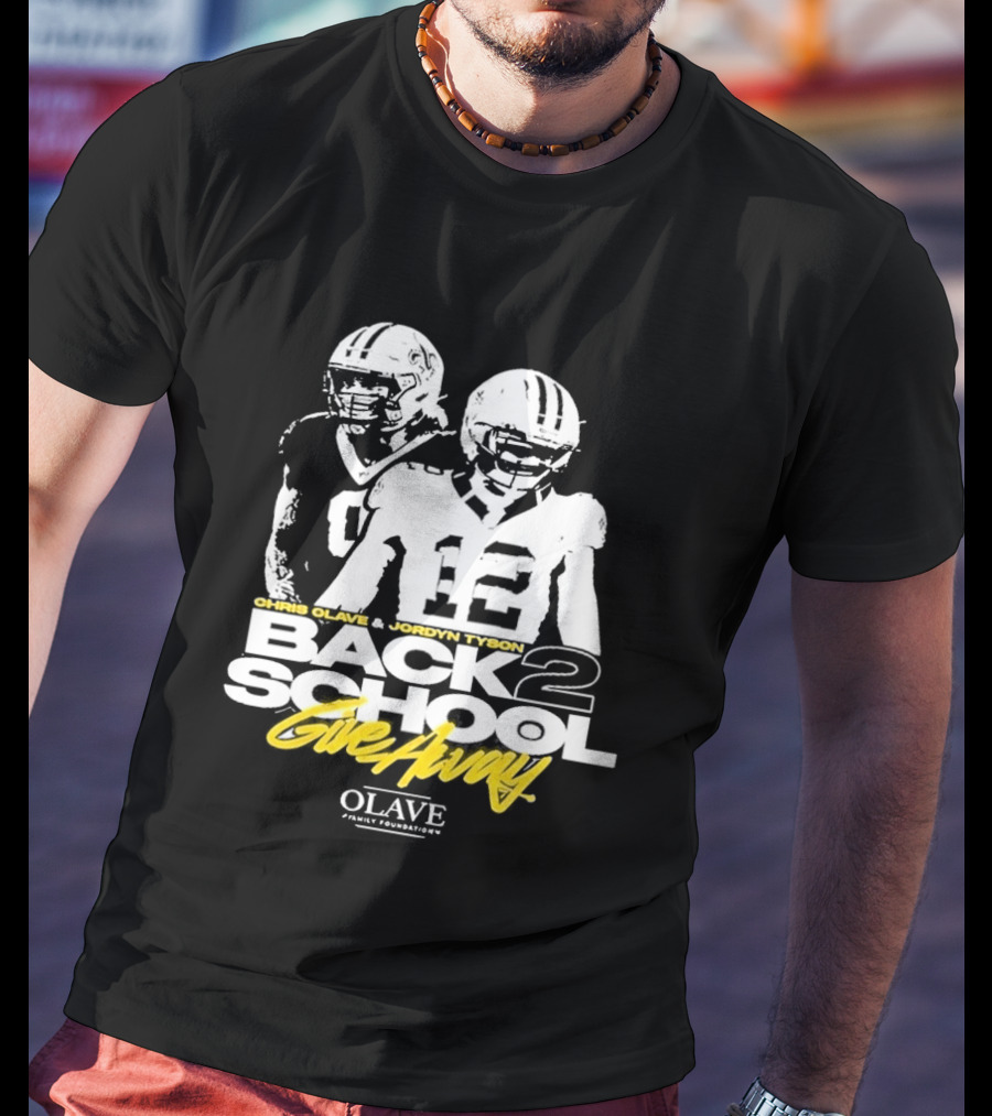 Chris Olave Jordyn Tyson Back 2 School Give Away Olave Connections T-Shirt