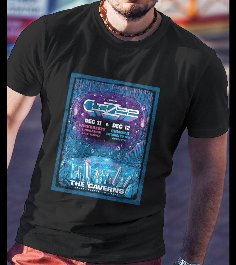 2 Nights Of CloZee The Caverns Grundy County TN Dec 11 12 2026 Parkbreezy Lowcation Bass Temple Chmura Entangled Mind Ancestryr T-Shirt
