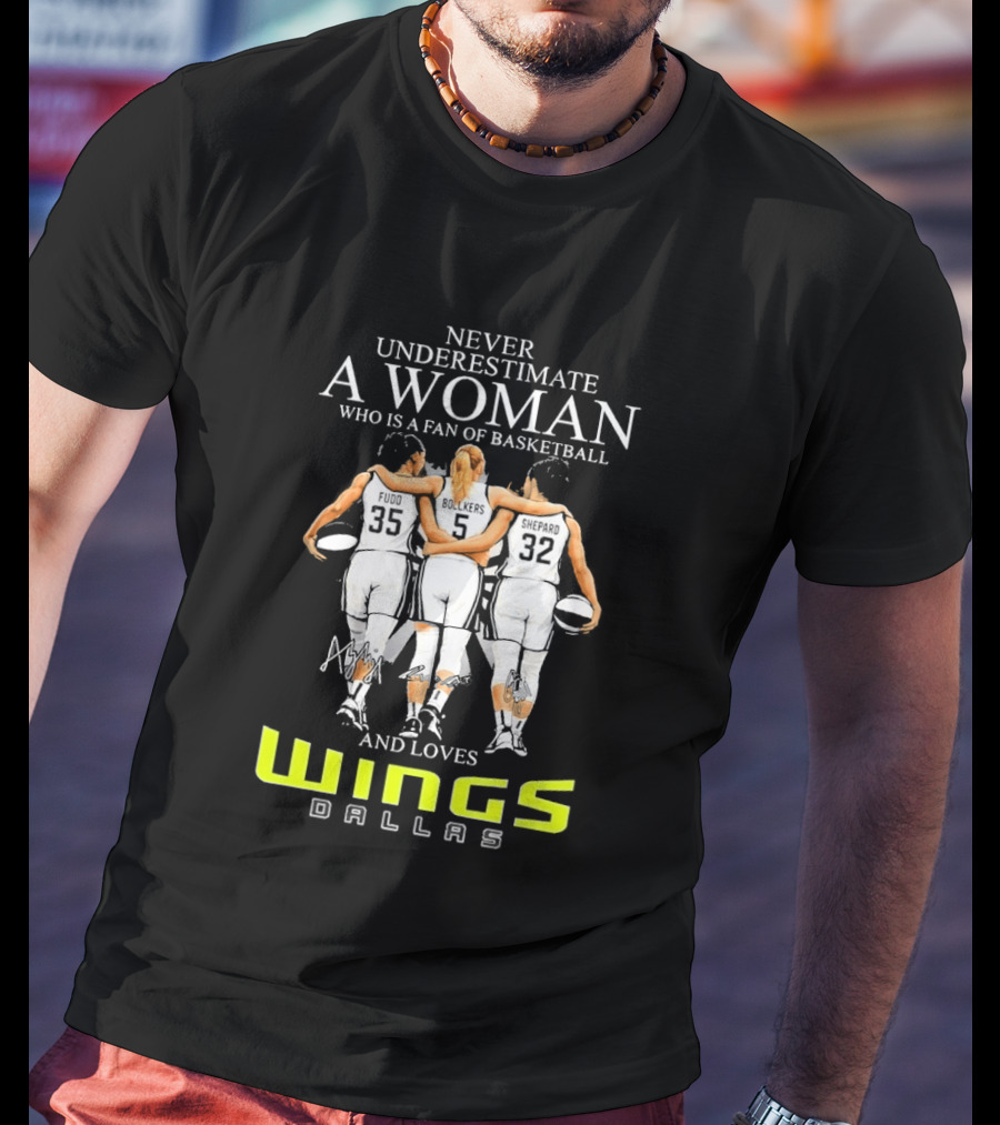 Never Underestimate A Woman Who Is A Fan Of Basketball And Loves Dallas Wings T-Shirt