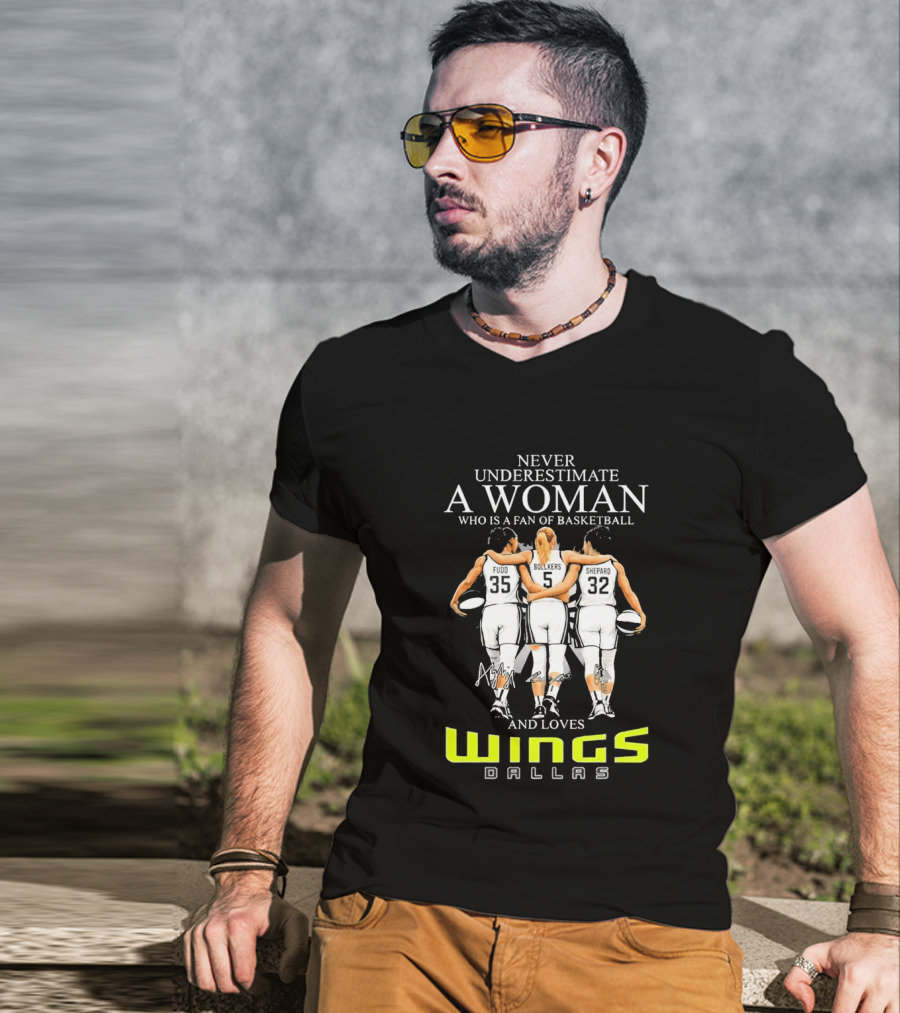 Never Underestimate A Woman Who Is A Fan Of Basketball And Loves Dallas Wings T-Shirt
