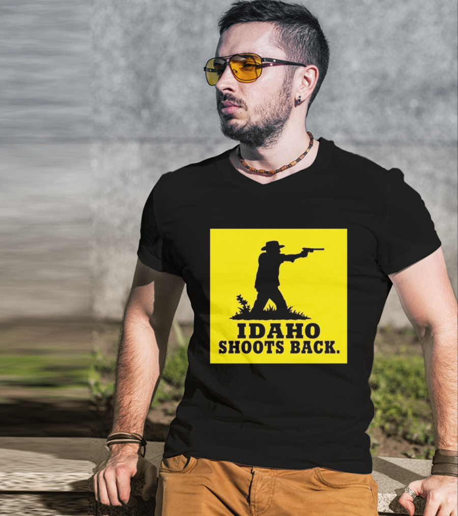 Idaho Shoots Back Cowboy Silhouette Retro Humor T-Shirt