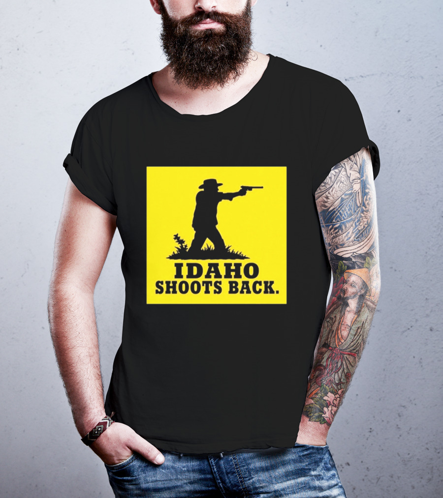 Idaho Shoots Back Cowboy Silhouette Retro Humor T-Shirt