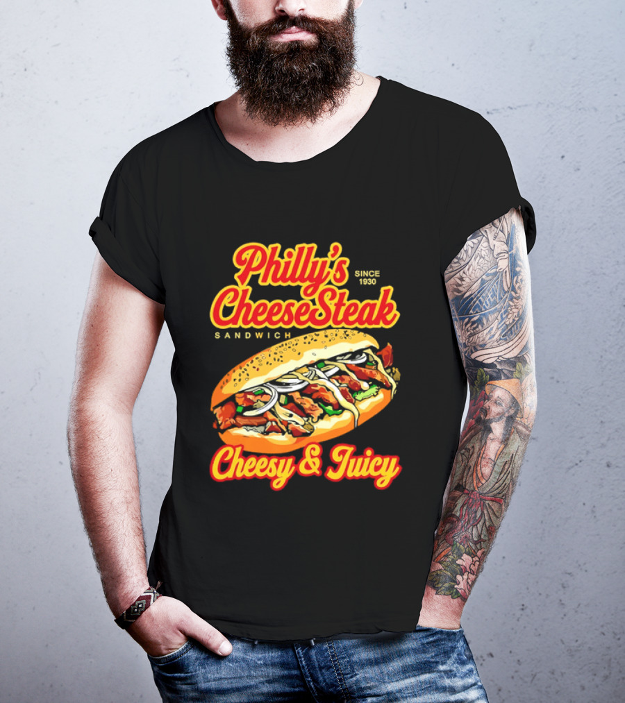 Philly's Cheesesteak Sandwich Cheesy & Juicy Since 1930 Classic Flavor Experience T-Shirt