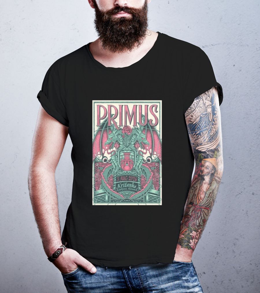 Primus Ljubljana Križanke Concert 3 Aug 2026 Double Dragon T-Shirt