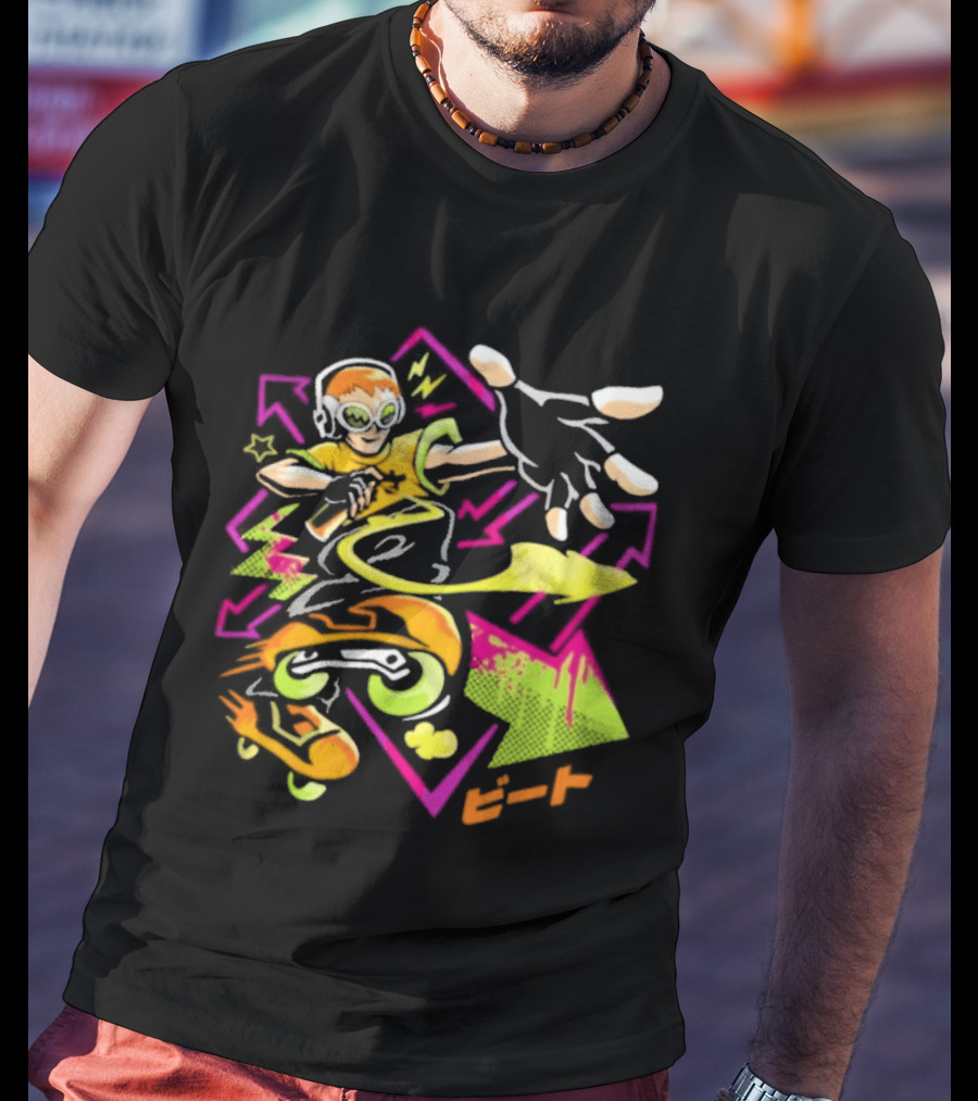 Jet Set Radio Beat Character Keep Rollin Neon Graffiti T-Shirt